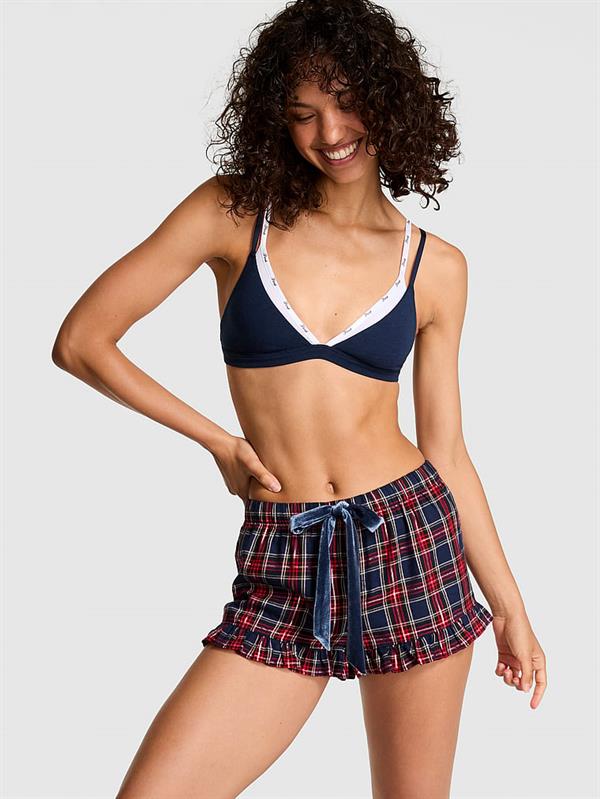 Pink Flanel Fırfırlı Pijama Sortu ön görünüm