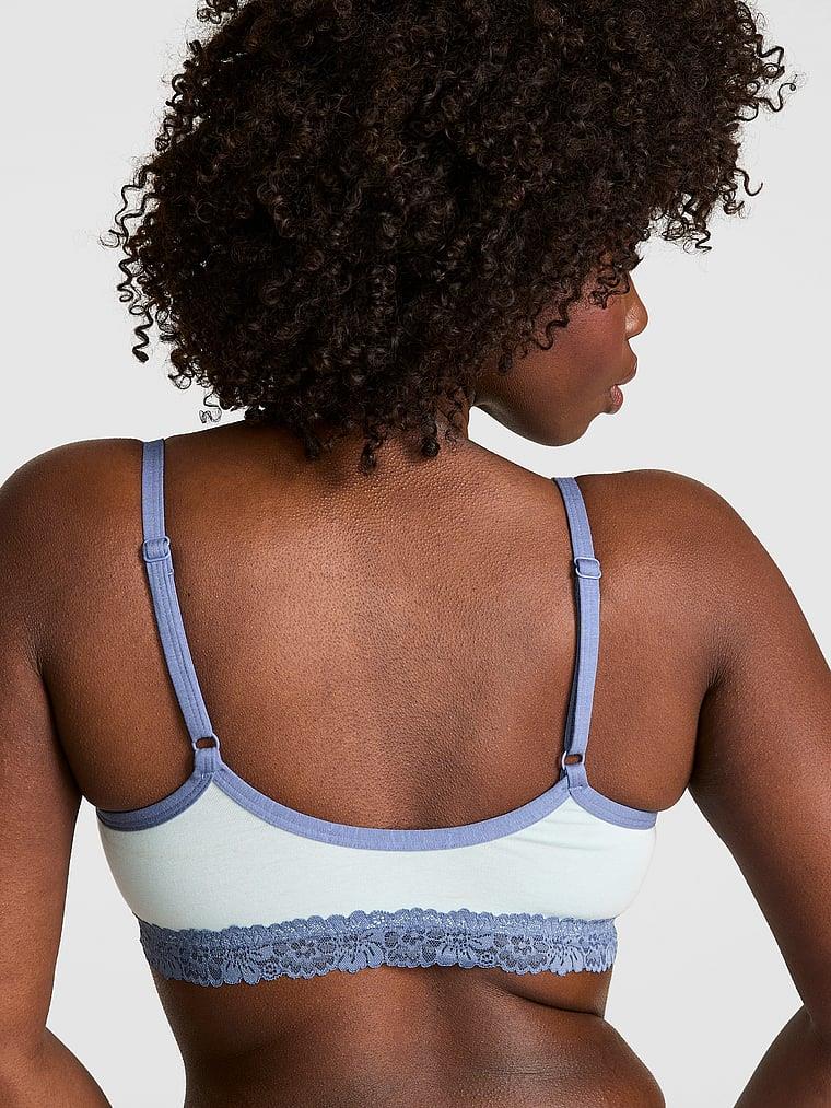 Pink Pamuklu Dantelli Yuvarlak Yakali Bralet arka görünüm
