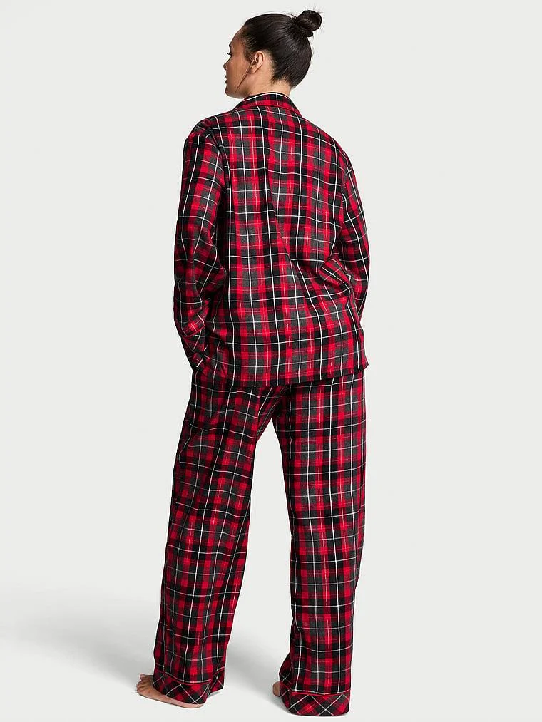 Flannel Uzun Pijama Takimi arka görünüm