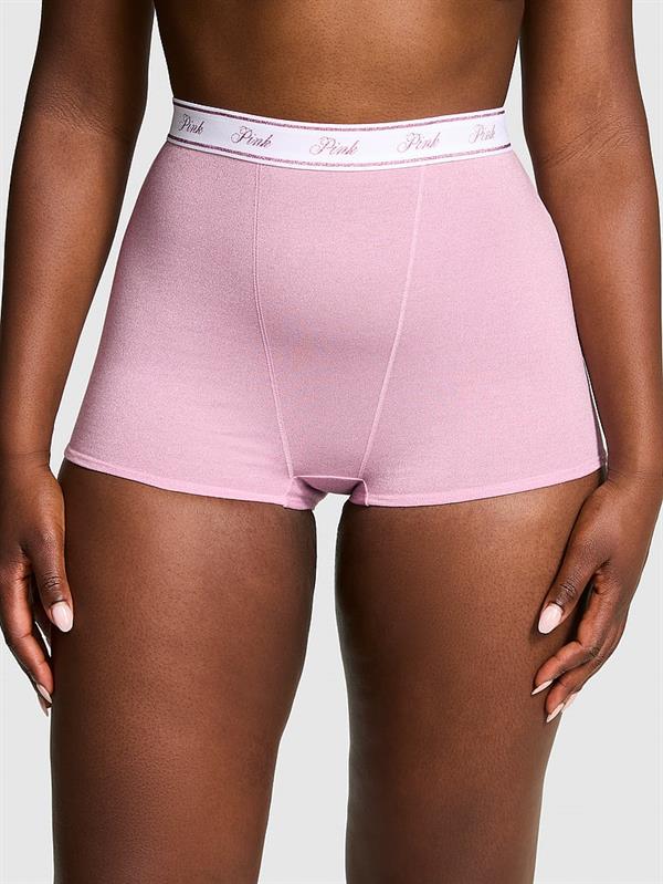 Pink Yüksek Bel Işıltılı Boyshort Kulot