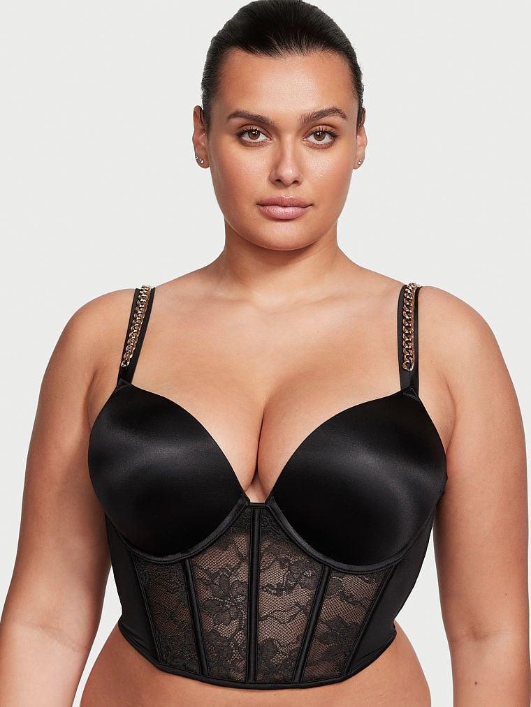 Bombshell 2 Beden Buyuk Gosteren Zincir Askili Push Up Korse Bustiyer arka görünümü
