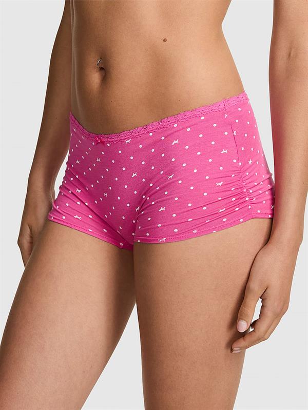 Pink Pamuklu Boyshort Kulot