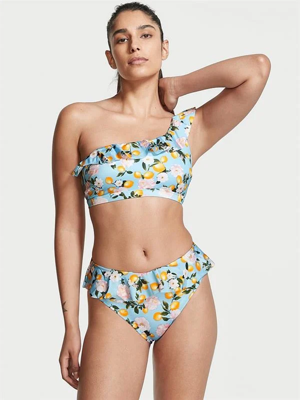 Fırfırlı Tek Omuzlu Bikini Ustu