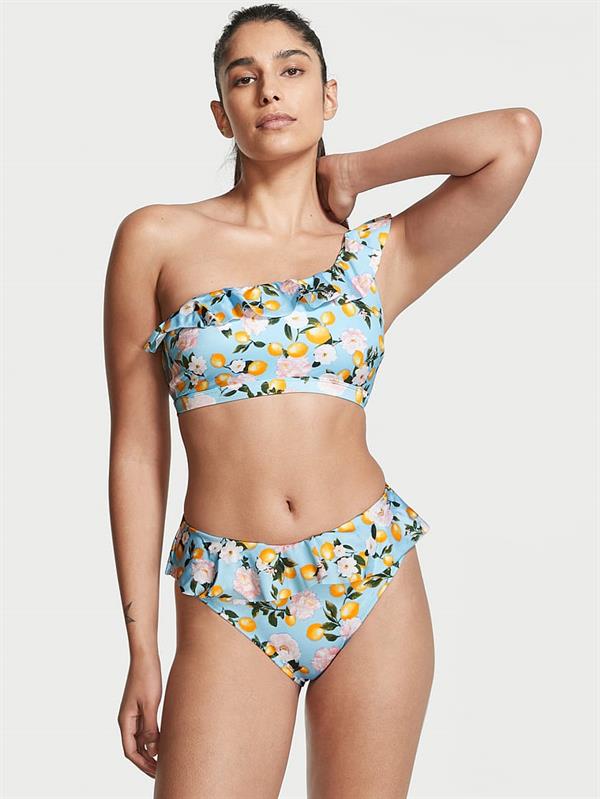 Fırfırlı Tek Omuzlu Bikini Ustu