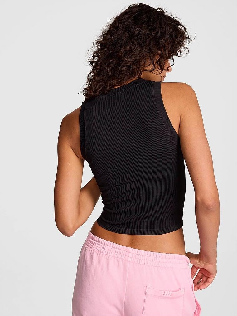 Pink Yumuşak Seamless Halter Yaka Crop arka görünüm