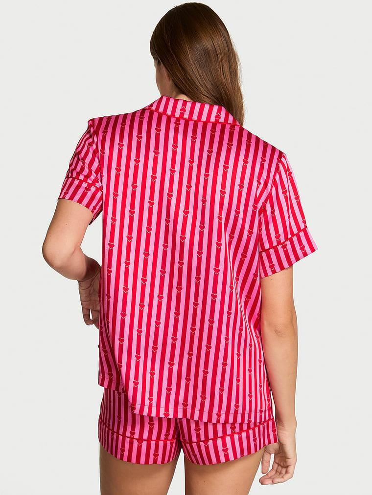 Glazed Saten Sortlu Pijama Takimi arka görünüm