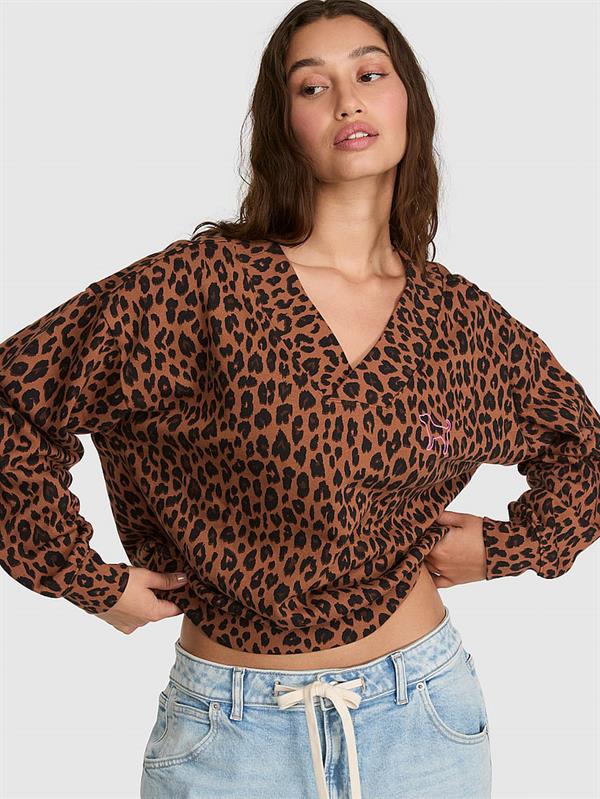 PINK V Yaka Sweatshirt