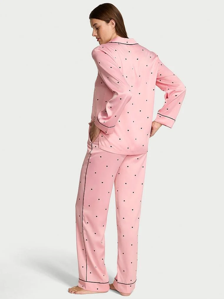 Glazed Saten Uzun Pijama Takimi arka görünümü