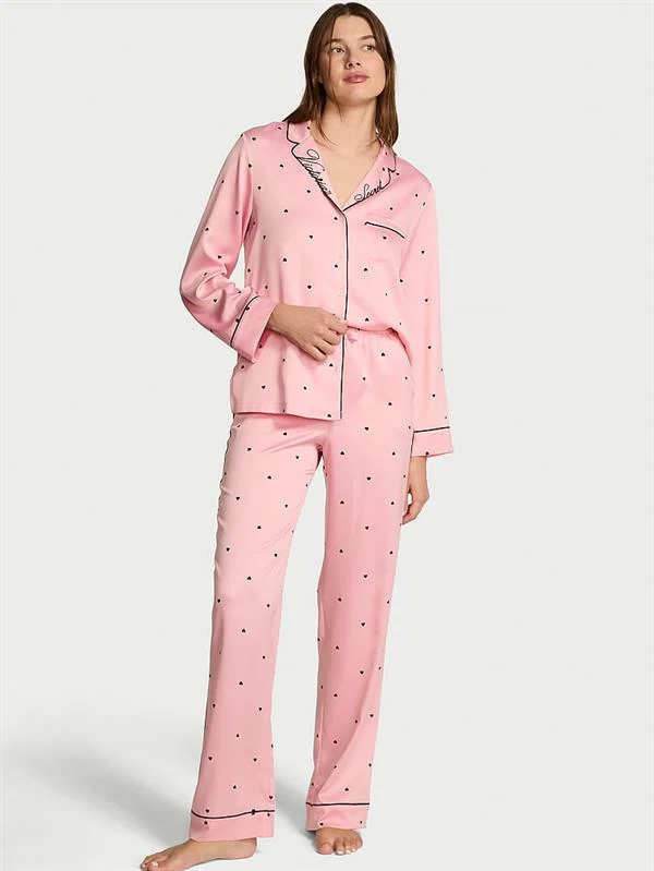 Glazed Saten Uzun Pijama Takimi