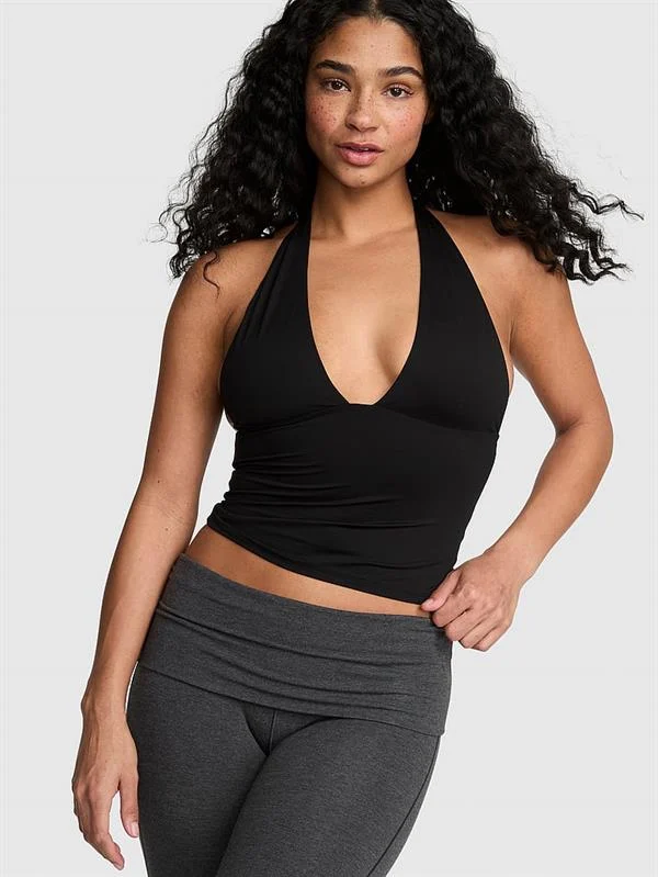 Pink Pink Base Stretch Dekolteli Askili Bluz ön görünüm