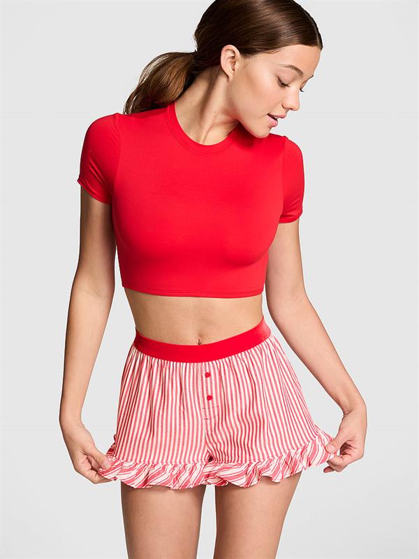 Pink Festival Flanel Kadife Kenarli Boxy Sort