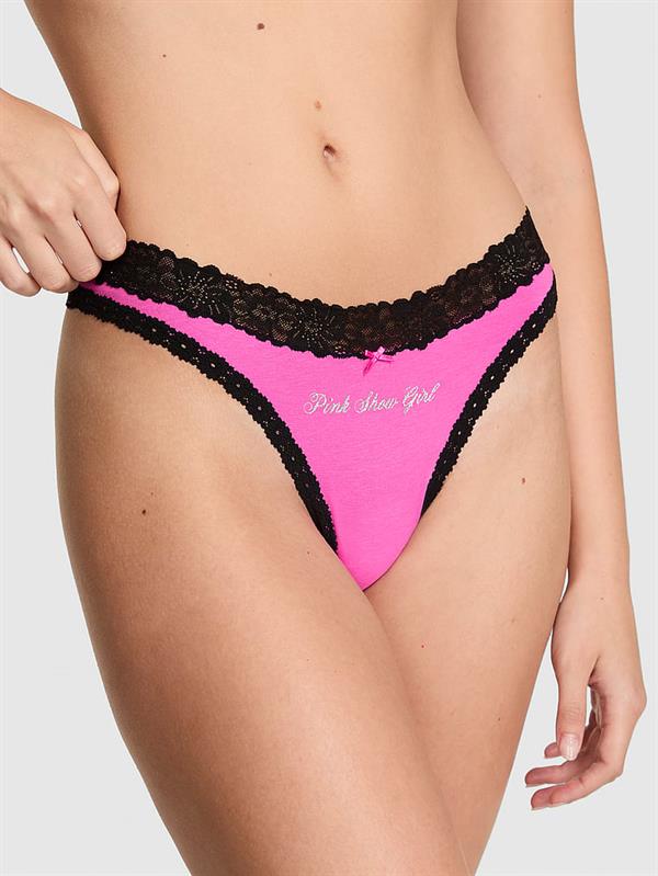 Pink Dantelli Pamuklu Tanga