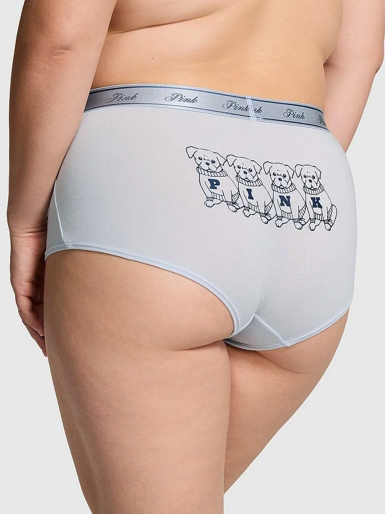 Pink Logolu Pamuklu Boyshort Kulot arka görünüm