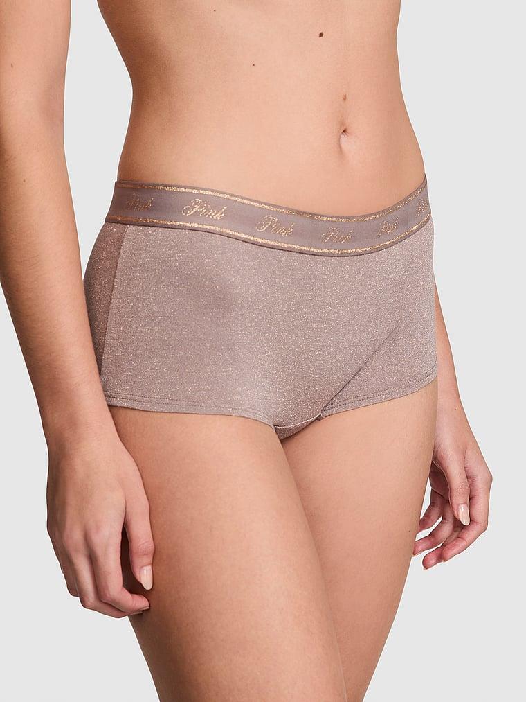 Pink Logolu Pamuklu Işıltılı Boyshort Kulot arka görünümü