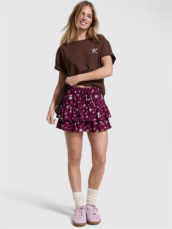 Pink Oversize Kısa Kollu Kampus Tisort
