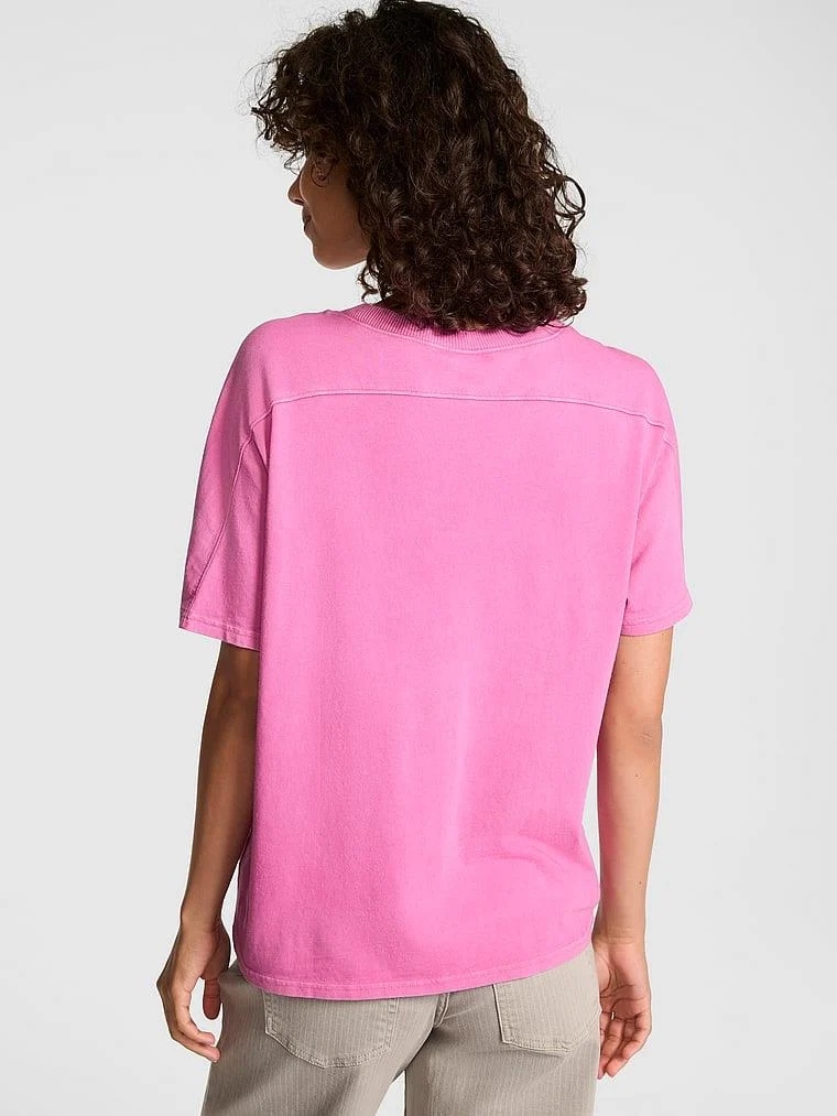 Pink Retro Pamuklu Tisort arka görünüm