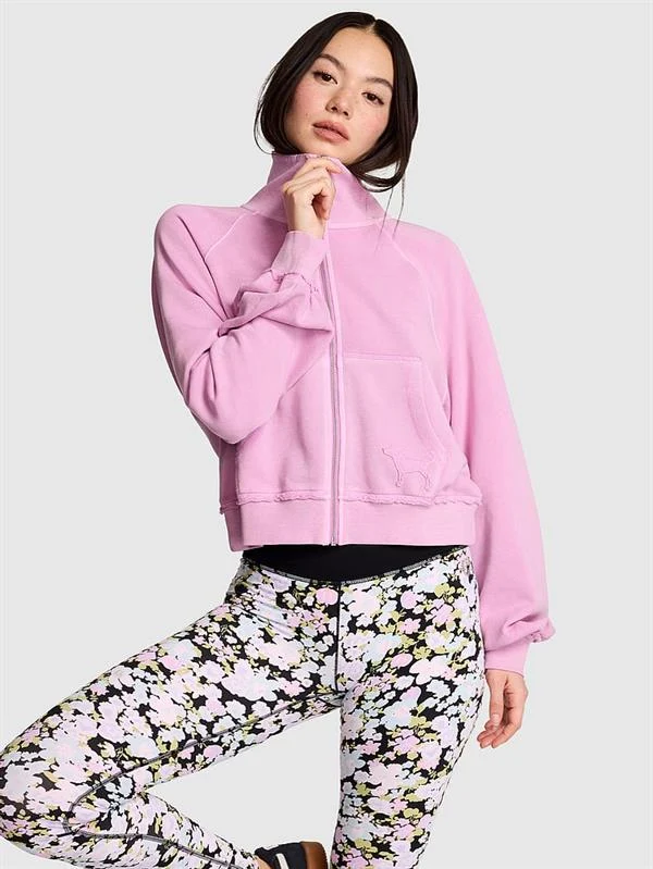 Pink Kampus Dik Yaka Fermuarli Sweatshirt