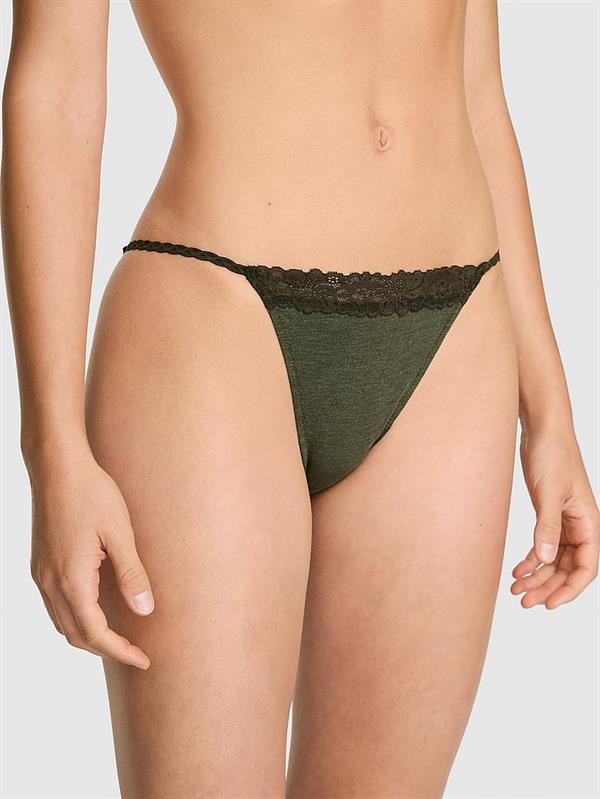 Pink Pamuklu Dantel Kenarli Bikini Kulot