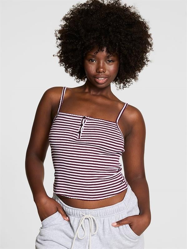 Pink Pointelle Henley Cami