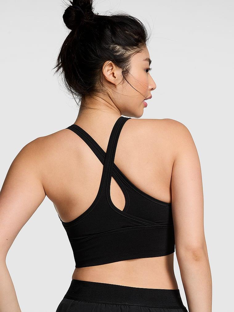 Pink Seamless Air Orta Destekli Sporcu Sütyeni arka görünüm