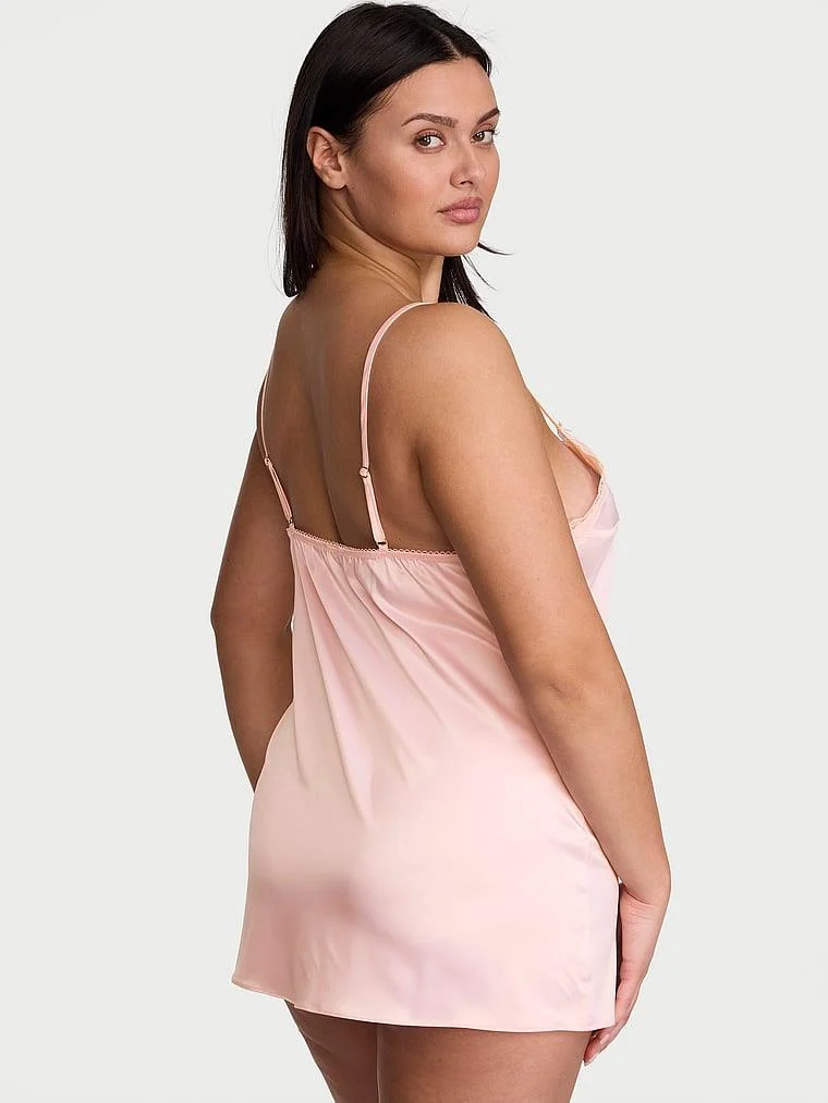 Tease Saten Dantelli Mini Gecelik arka görünüm