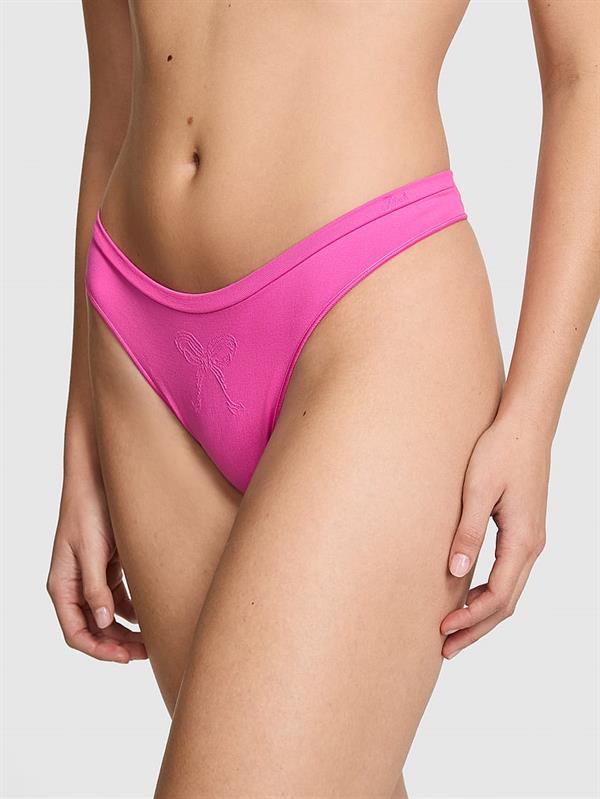 Pink Seamless Derin Bacak Kesim Tanga