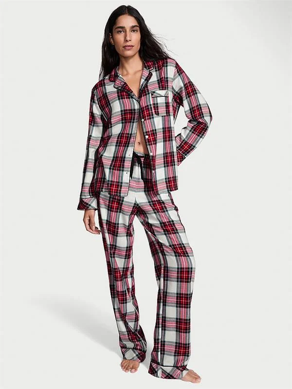 Flanel Uzun Pijama Takimi ön görünüm