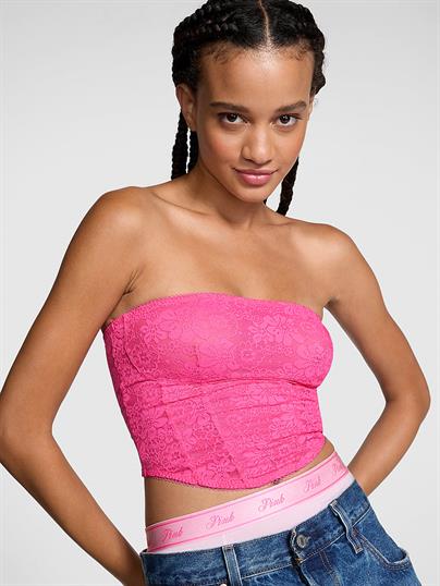 Pink The Cinched Dantelli Straplez Bustiyer ön görünüm