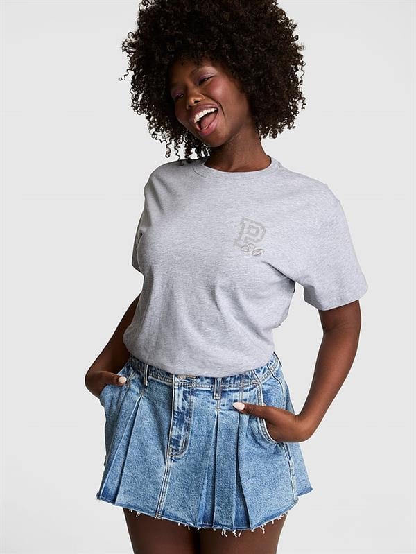 Pink Oversize Kısa Kollu Kampus Tisort
