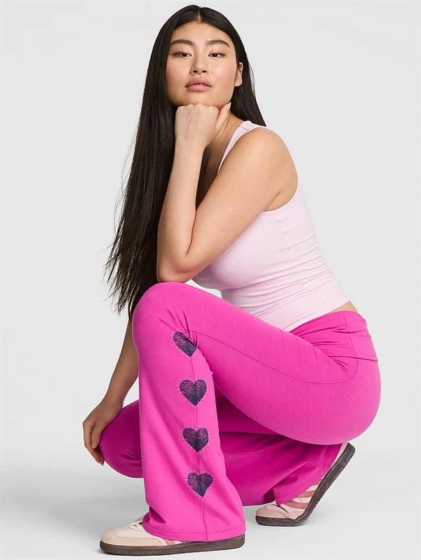 Pink All Day Beli Katlanabilen Ispanyol Paca Tayt ön görünüm