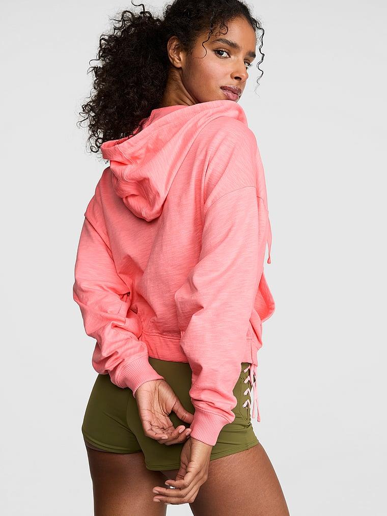 Pink Fermuarli Kapusonlu Sweatshirt arka görünümü