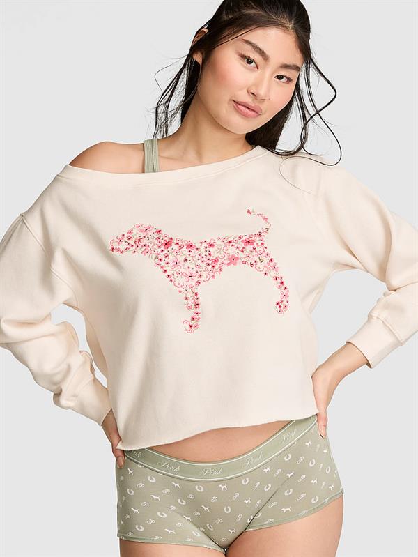 Pink Kampus Omzu Acik Sweatshirt