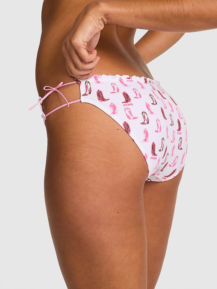 Pink Pamuklu Yandan Baglamali Bikini Kulotu arka görünümü