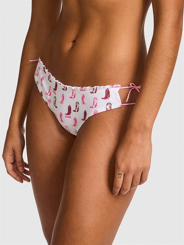 Pink Pamuklu Yandan Baglamali Bikini Kulotu ön görünüm
