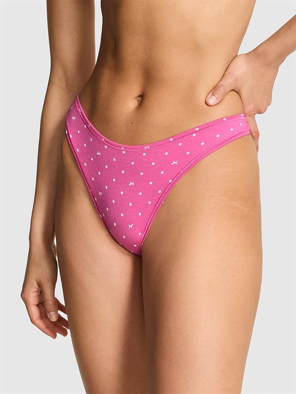 Pink Pamuklu Derin Bacak Kesim Tanga