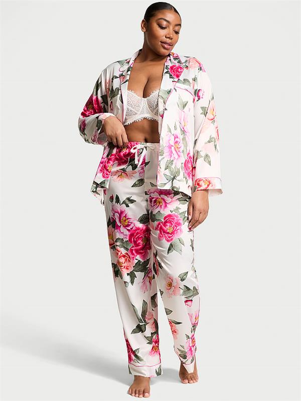 Victorias Secret Fashion Show 24 Parlak Saten Uzun Pijama Takimi