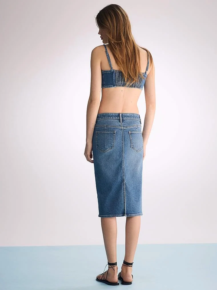 Atelier Victorias Secret X Altuzarra Denim Kalem Etek arka görünüm
