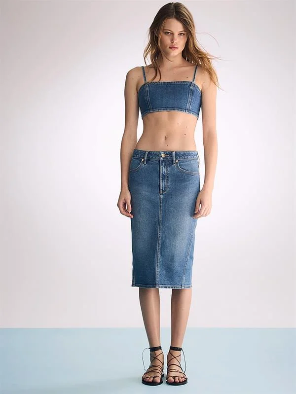 Atelier Victorias Secret X Altuzarra Denim Kalem Etek ön görünüm