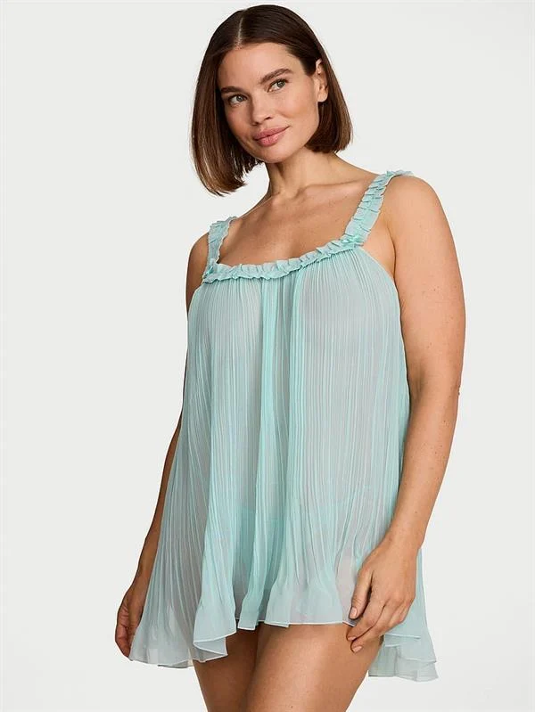 Pileli Fırfırlı Babydoll Takimi ön görünüm