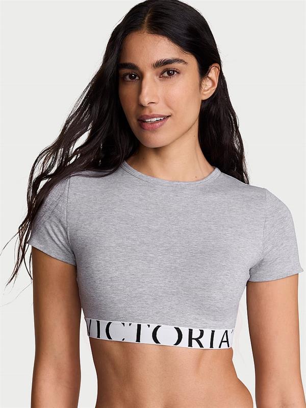 Pamuklu Kısa Kollu Bralet Crop Ust