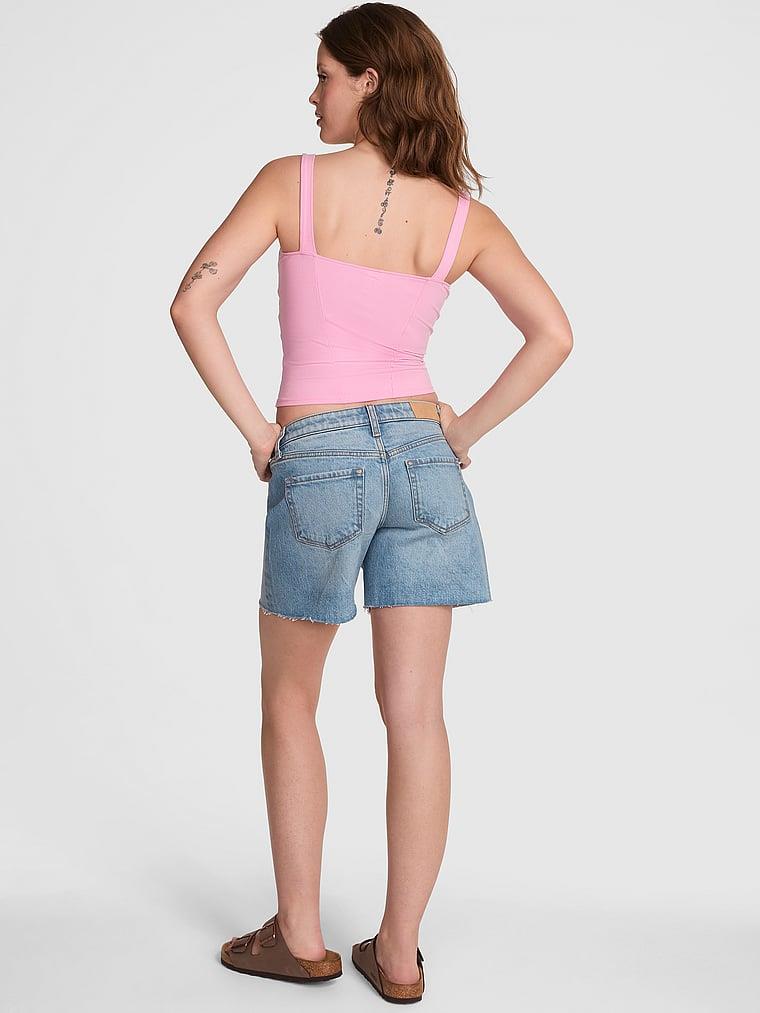 Pink Denim Duz Kesim Sort arka görünümü