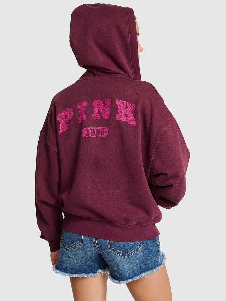 Pink Ivy Kampus Fermuarli Kapusonlu Ust arka görünüm