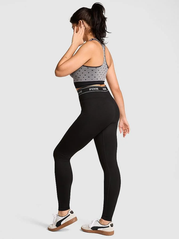 Pink Seamless Klasik Logo Detayli Tayt arka görünüm