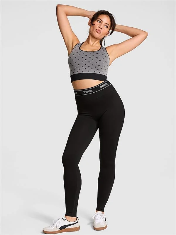 Pink Seamless Klasik Logo Detayli Tayt