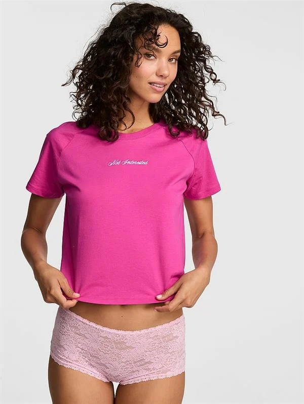 Pink Pamuklu Raglan Pijama Ustu