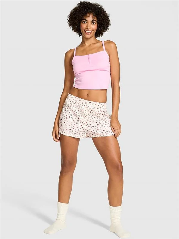 Pink Pointelle Boxer Sort ön görünüm