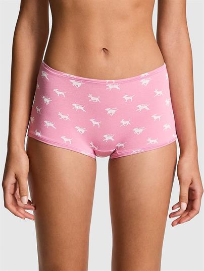 Pink Logolu Pamuklu Boyshort Kulot