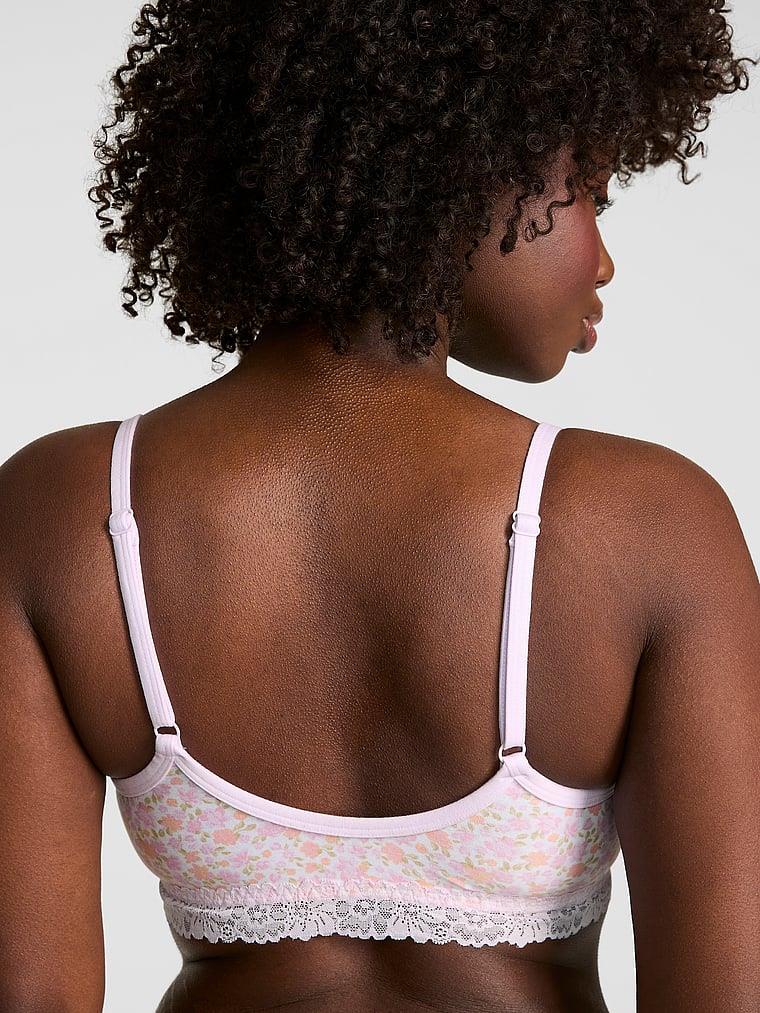 Pink Pamuklu Dantelli Yuvarlak Yakali Bralet arka görünümü
