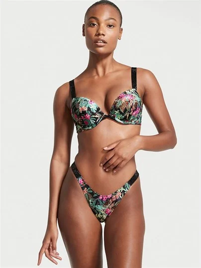 Işıltılı Askili 2 Beden Buyuk Gosteren Push Up Bikini Ustu ön görünüm