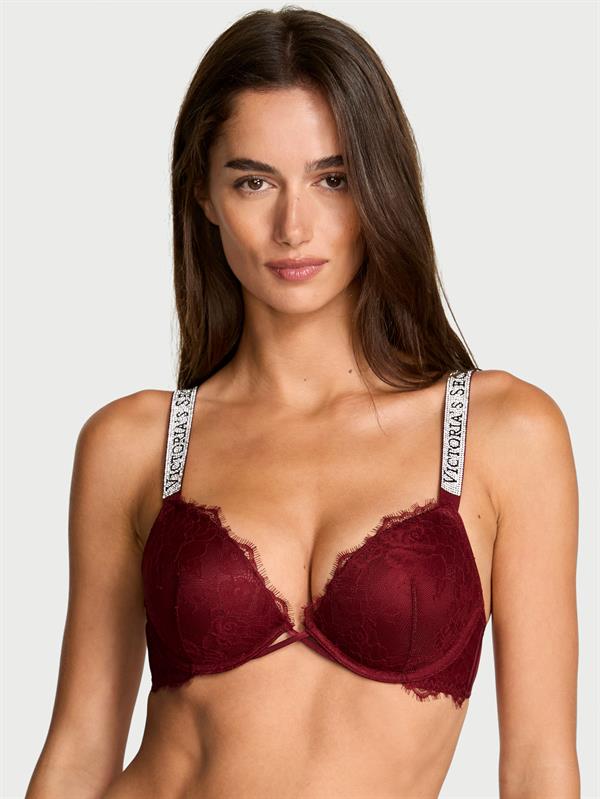 Işıltılı Askili Dantelli Push Up Sütyen